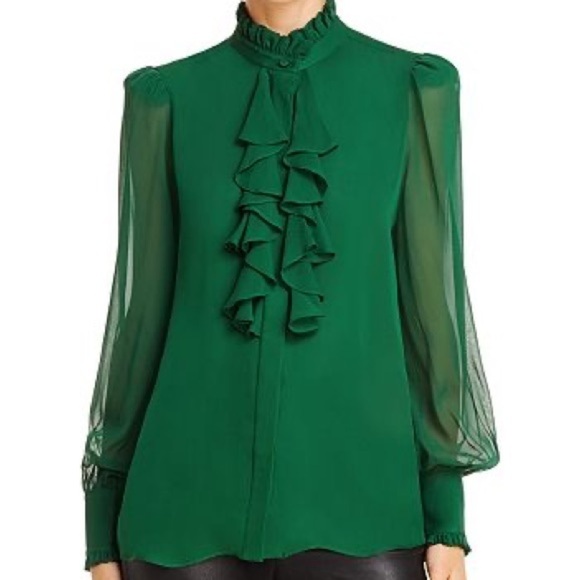 Divine Heritage 100% Silk Ruffle Front Blouse - Picture 3 of 8
